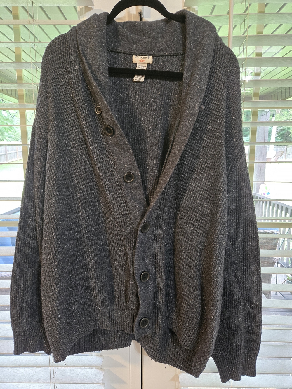 Dockers Charcoal Speckled Knit Button Up Cardigan Sz 3XLT